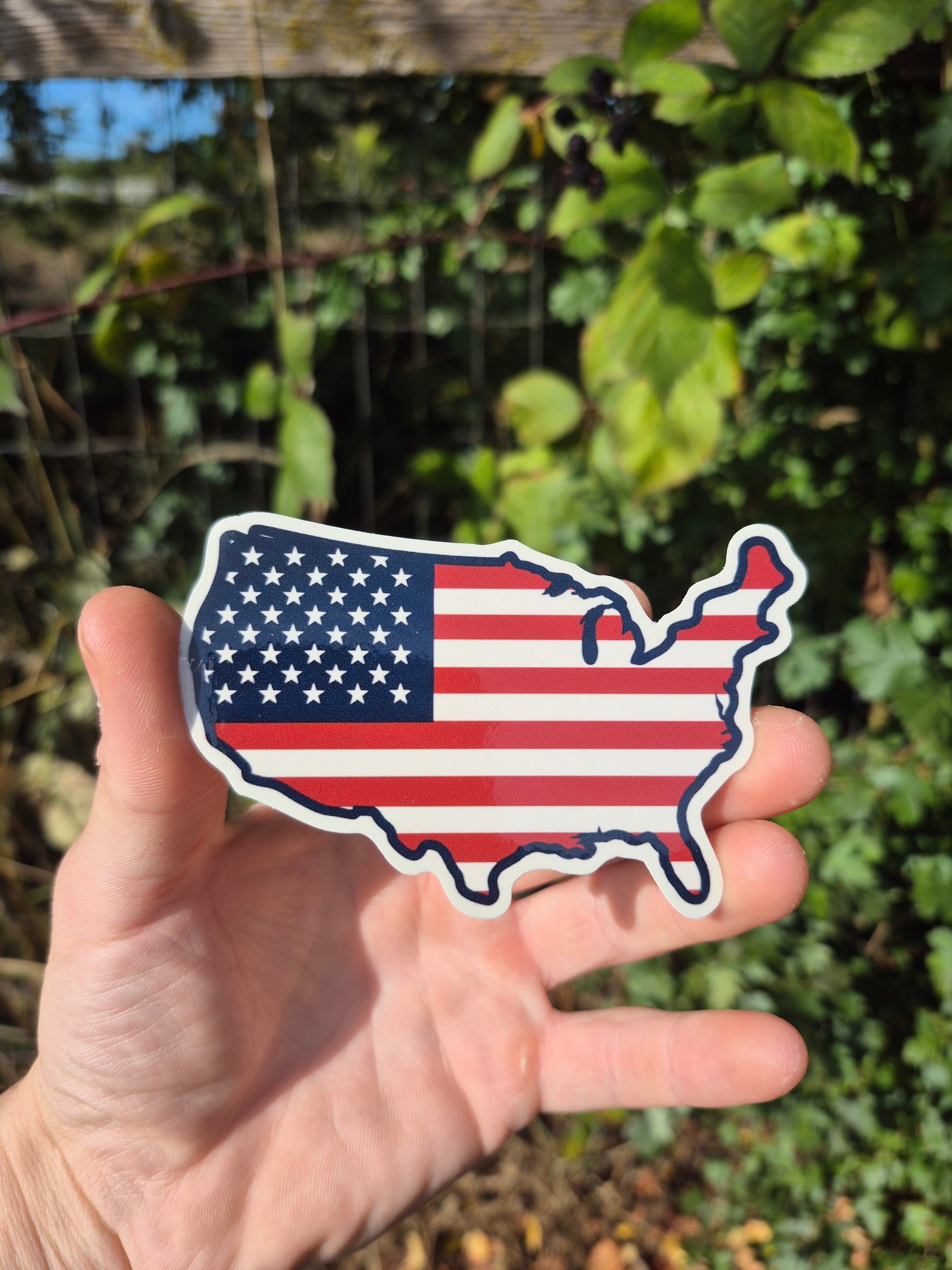 USA Map American Flag Vinyl Sticker