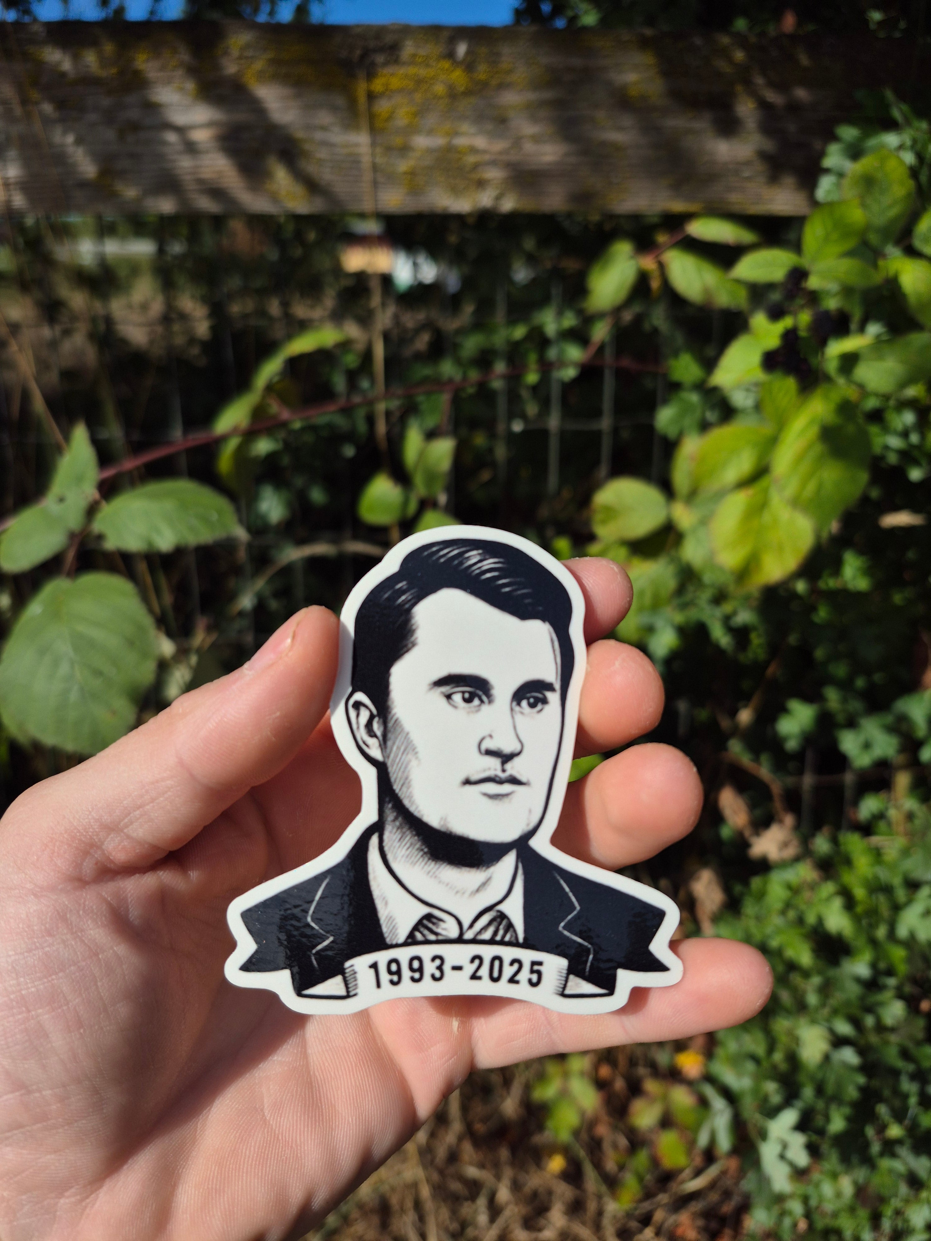 Charlie Kirk Memorial Portrait Vinyl Sticker 1993–2025