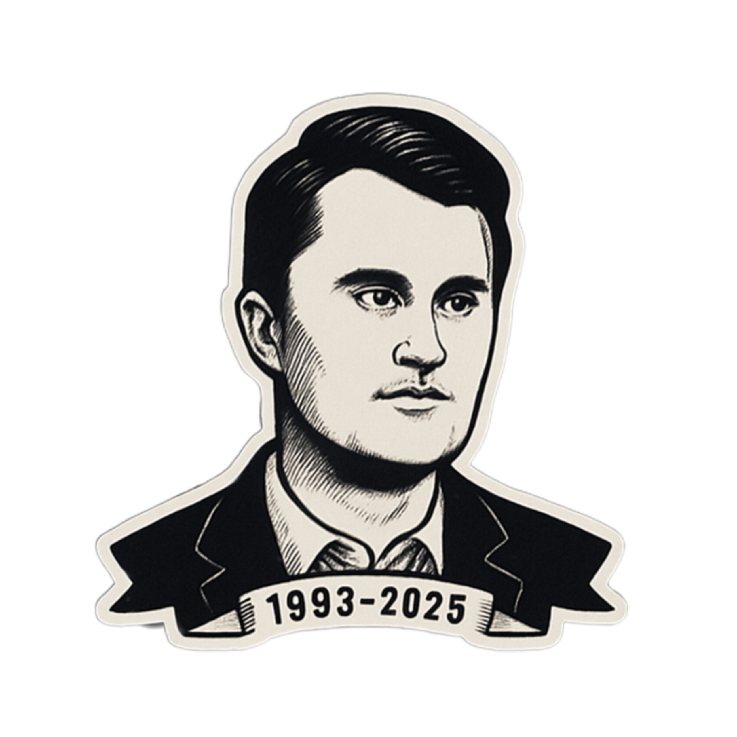 Charlie Kirk Memorial Portrait Vinyl Sticker 1993–2025